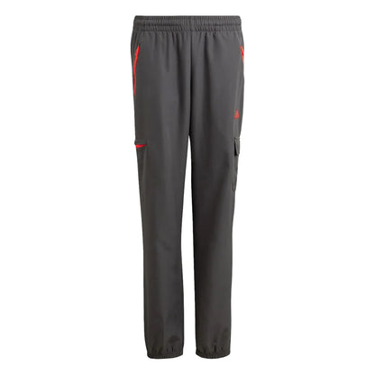 Grey - Front - Adidas Childrens-Kids City Escape Cargo Pocket Tracksuit Bottoms