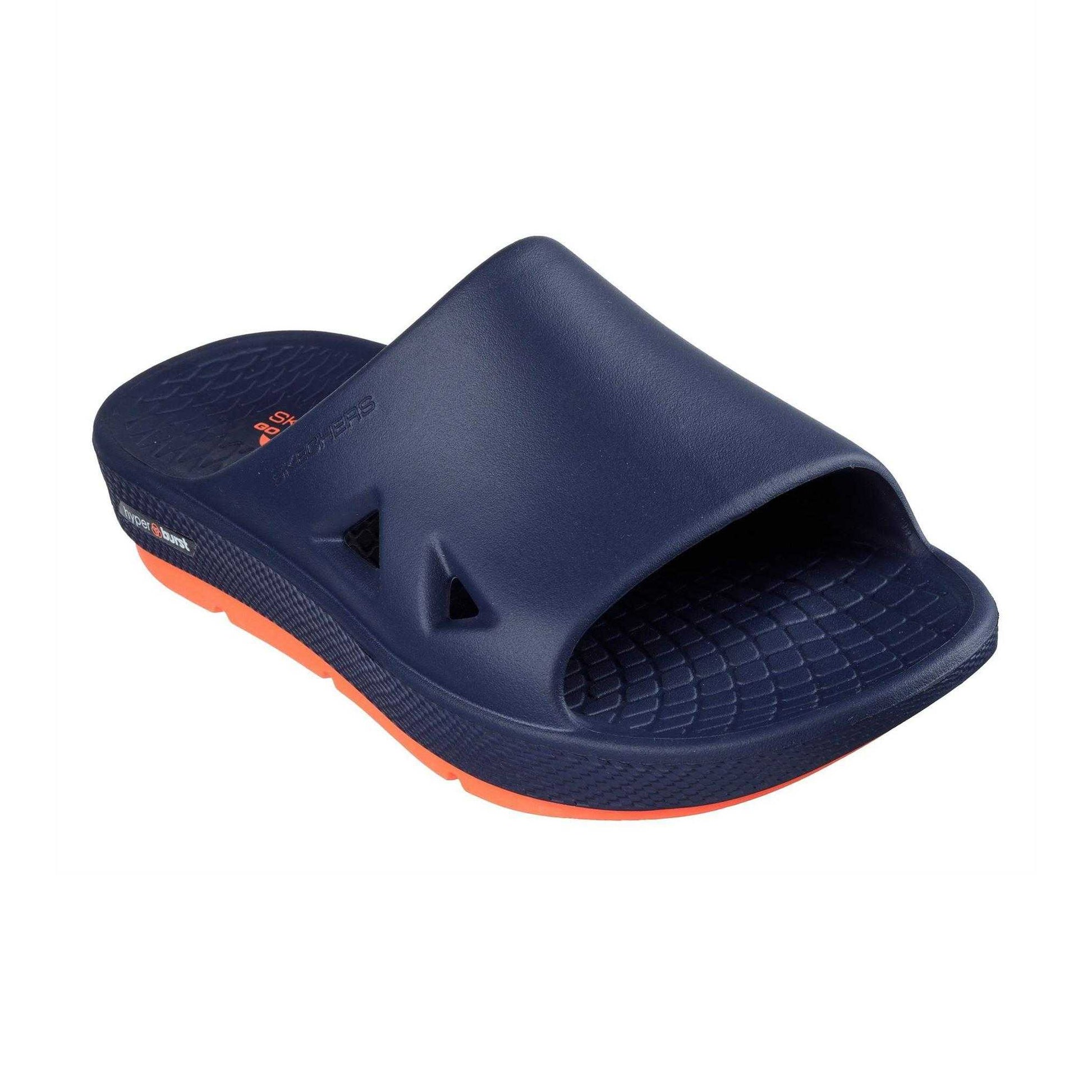 Navy-Coral - Front - Skechers Mens Arch Fit Sliders