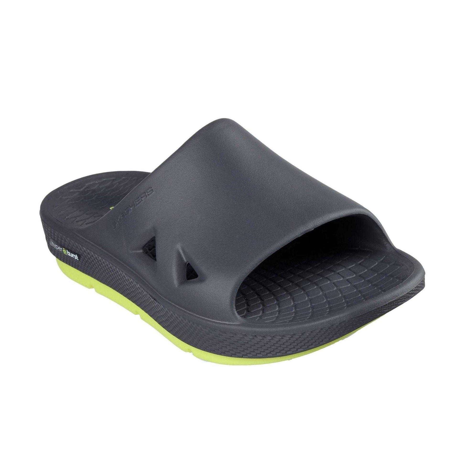 Charcoal-Green - Front - Skechers Mens Arch Fit Sliders