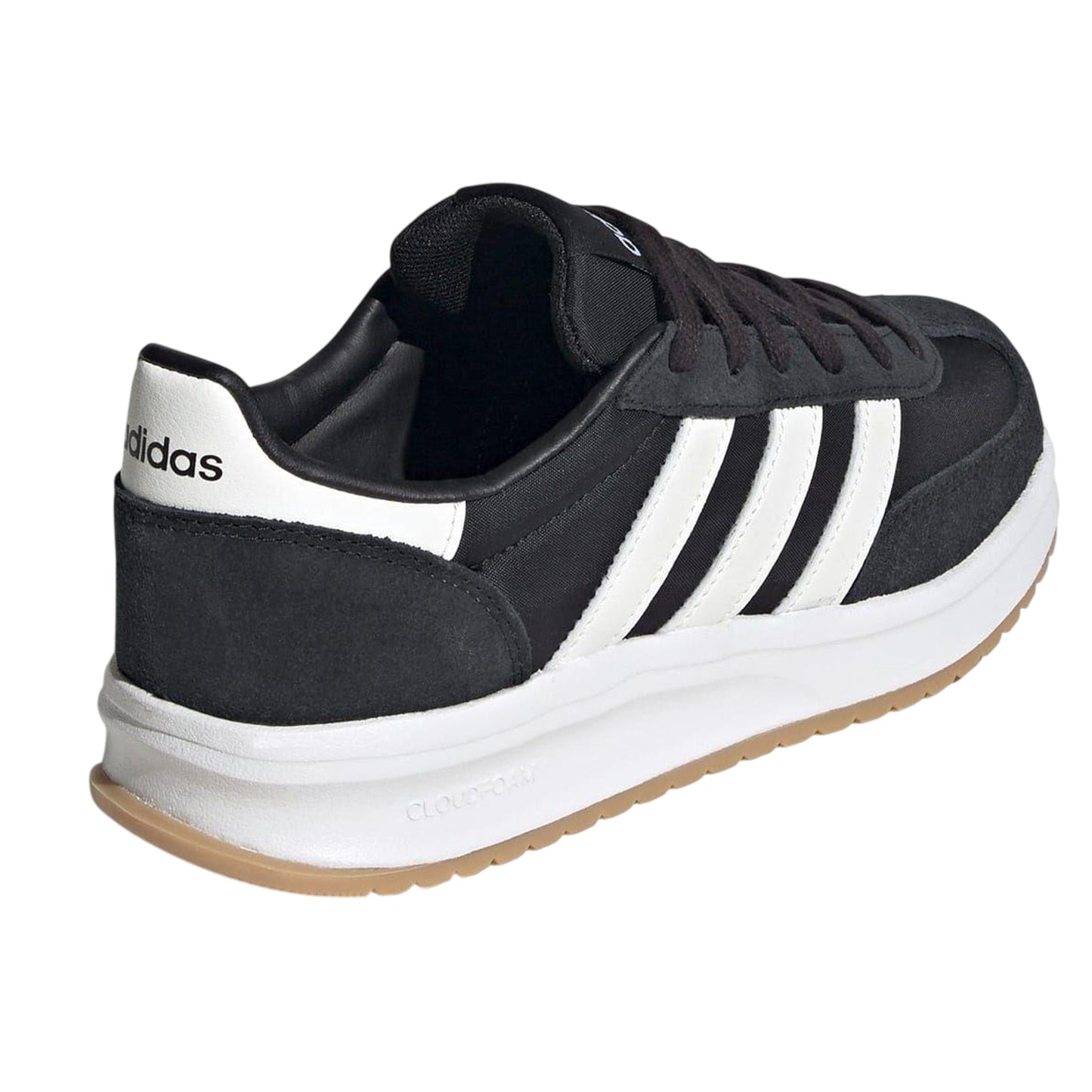 Black-White-Gum - Back - Adidas Womens-Ladies Run 70s 2.0 Retro Leather Trainers