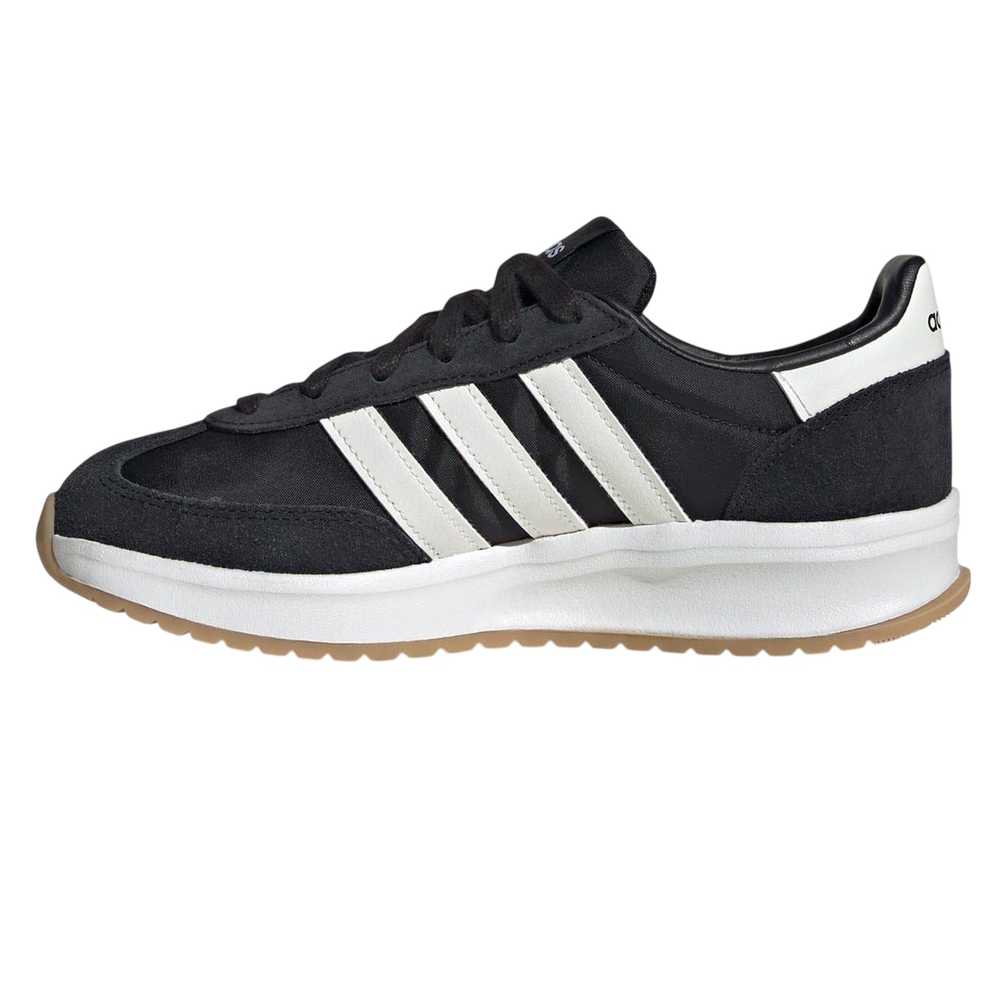 Black-White-Gum - Side - Adidas Womens-Ladies Run 70s 2.0 Retro Leather Trainers