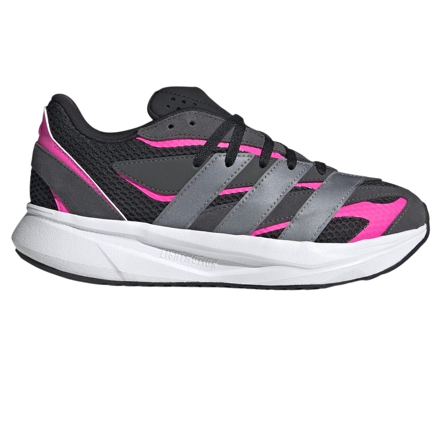 Black-Pink - Front - Adidas Childrens-Kids Lightblaze Leather Trainers