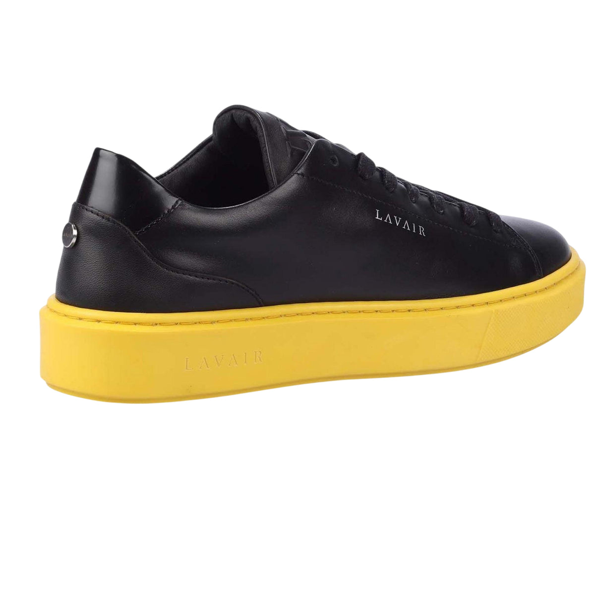 Black-Yellow - Back - Lavair Mens Luna Nappa Leather Platform Trainers