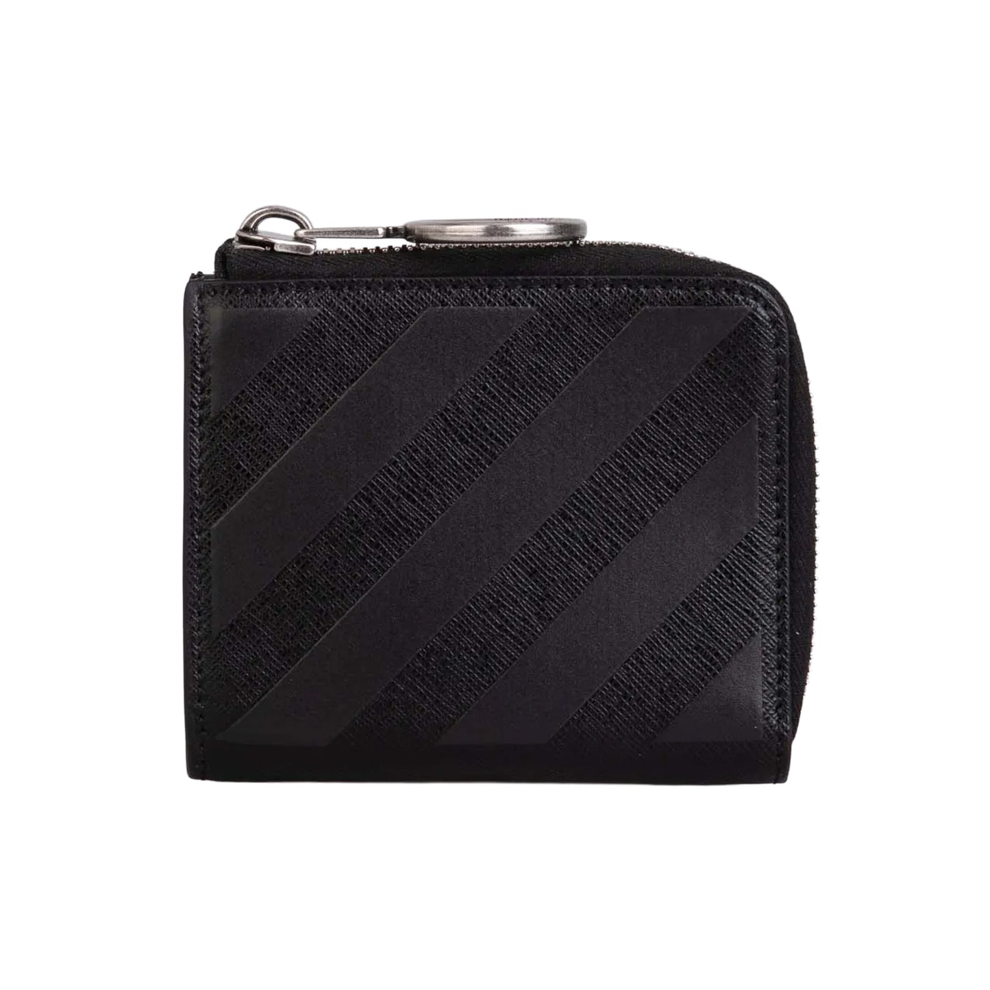Black - Back - Off White Binder Cowhide Leather Zipped Wallet