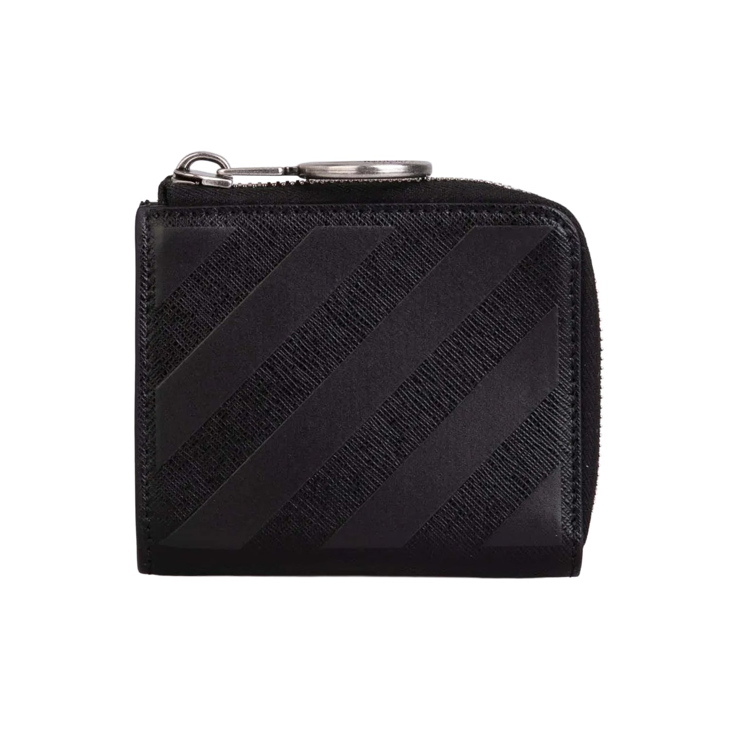 Black - Back - Off White Binder Cowhide Leather Zipped Wallet