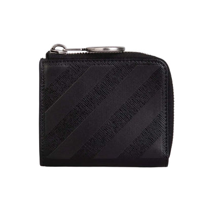 Black - Back - Off White Binder Cowhide Leather Zipped Wallet