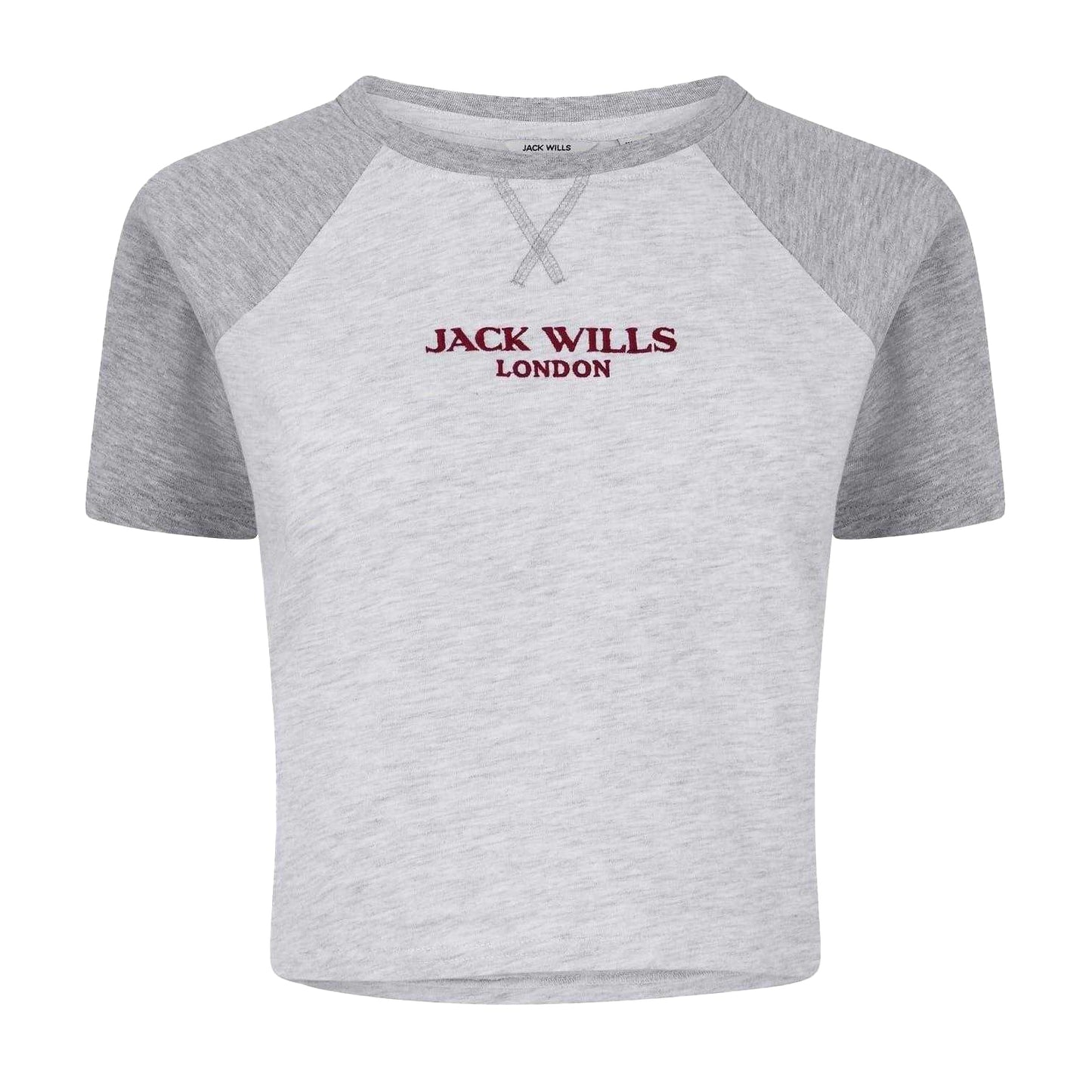 Grey Marl Marl - Front - Jack Wills Womens-Ladies Lettering Oversized Crop T-Shirt