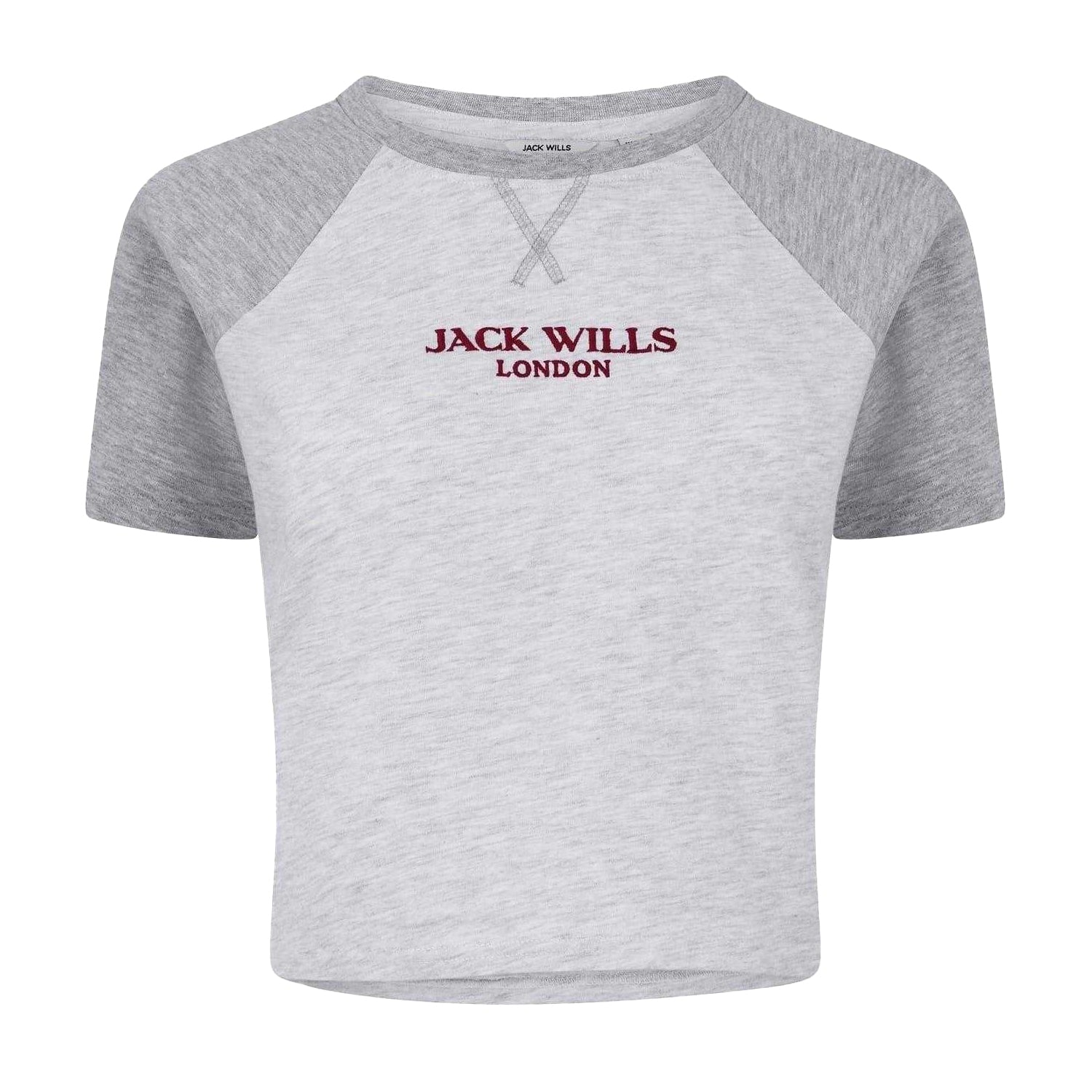 Grey Marl Marl - Front - Jack Wills Womens-Ladies Lettering Oversized Crop T-Shirt