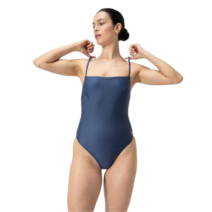Blue - Side - Speedo Womens-Ladies Adjustable Strap One Piece Swimsuit