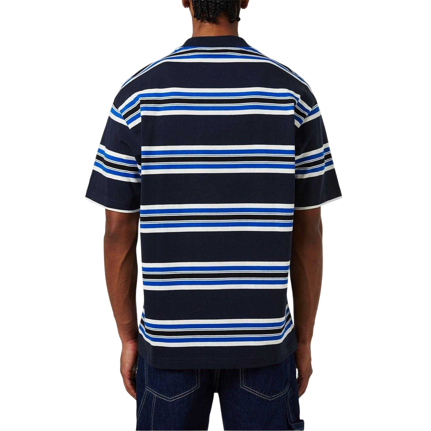 Dark Blue - Back - Hugo Mens Natinolo Striped Crew Neck T-Shirt