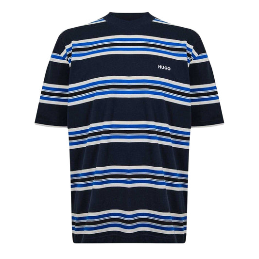 Dark Blue - Front - Hugo Mens Natinolo Striped Crew Neck T-Shirt