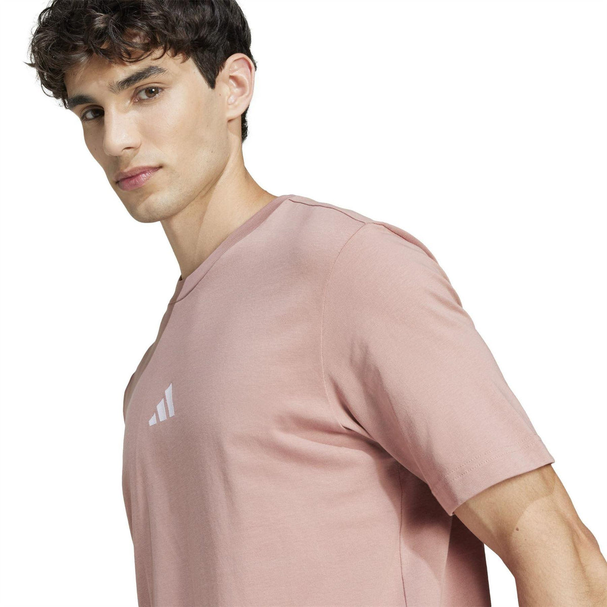 Warm Clay - Side - Adidas Mens Essentials Logo Single Jersey T-Shirt