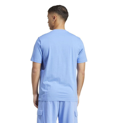 Blue-White - Back - Adidas Mens Essentials Linear Single Jersey T-Shirt