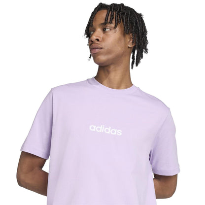 Plum - Side - Adidas Mens Essentials Linear Single Jersey T-Shirt