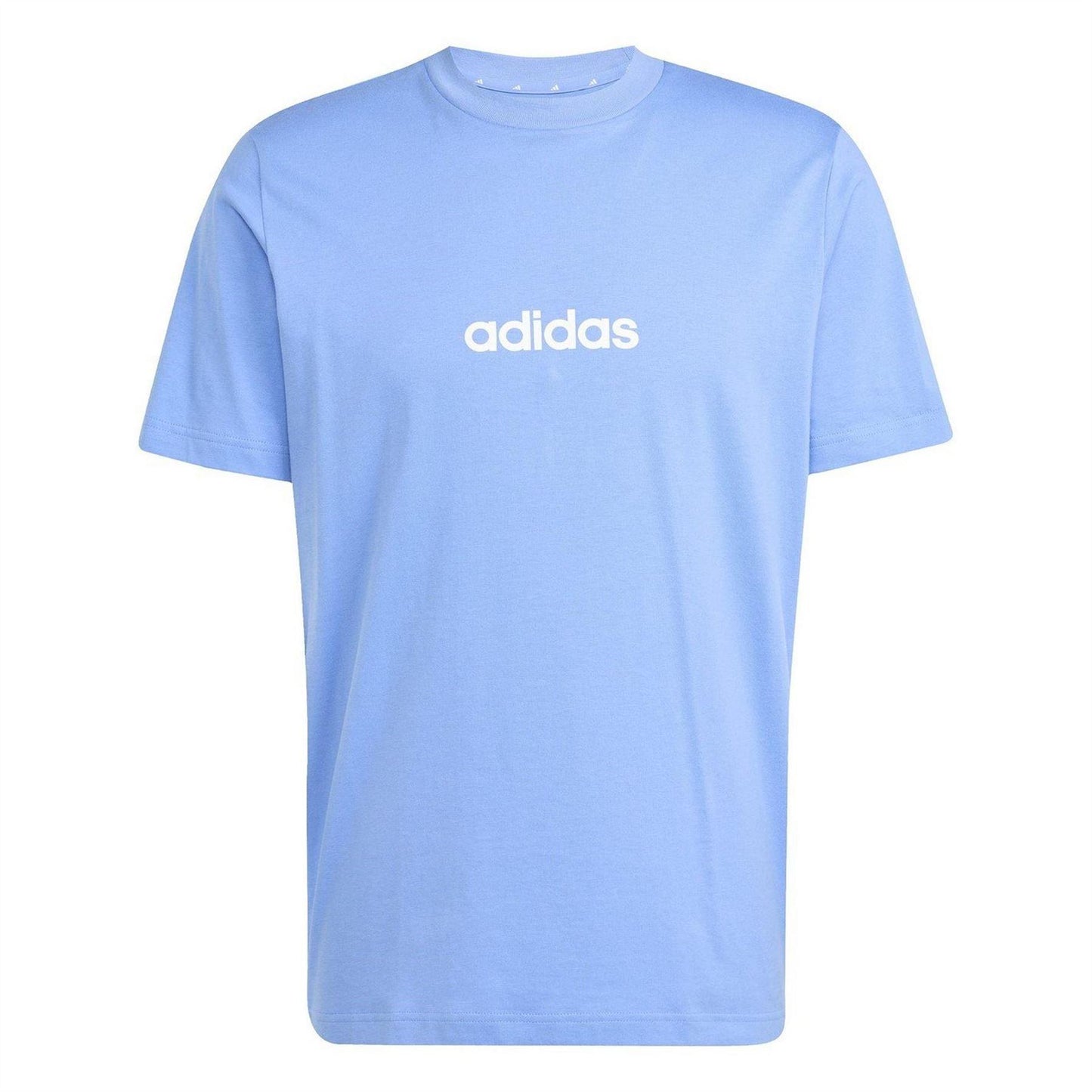 Blue-White - Front - Adidas Mens Essentials Linear Single Jersey T-Shirt