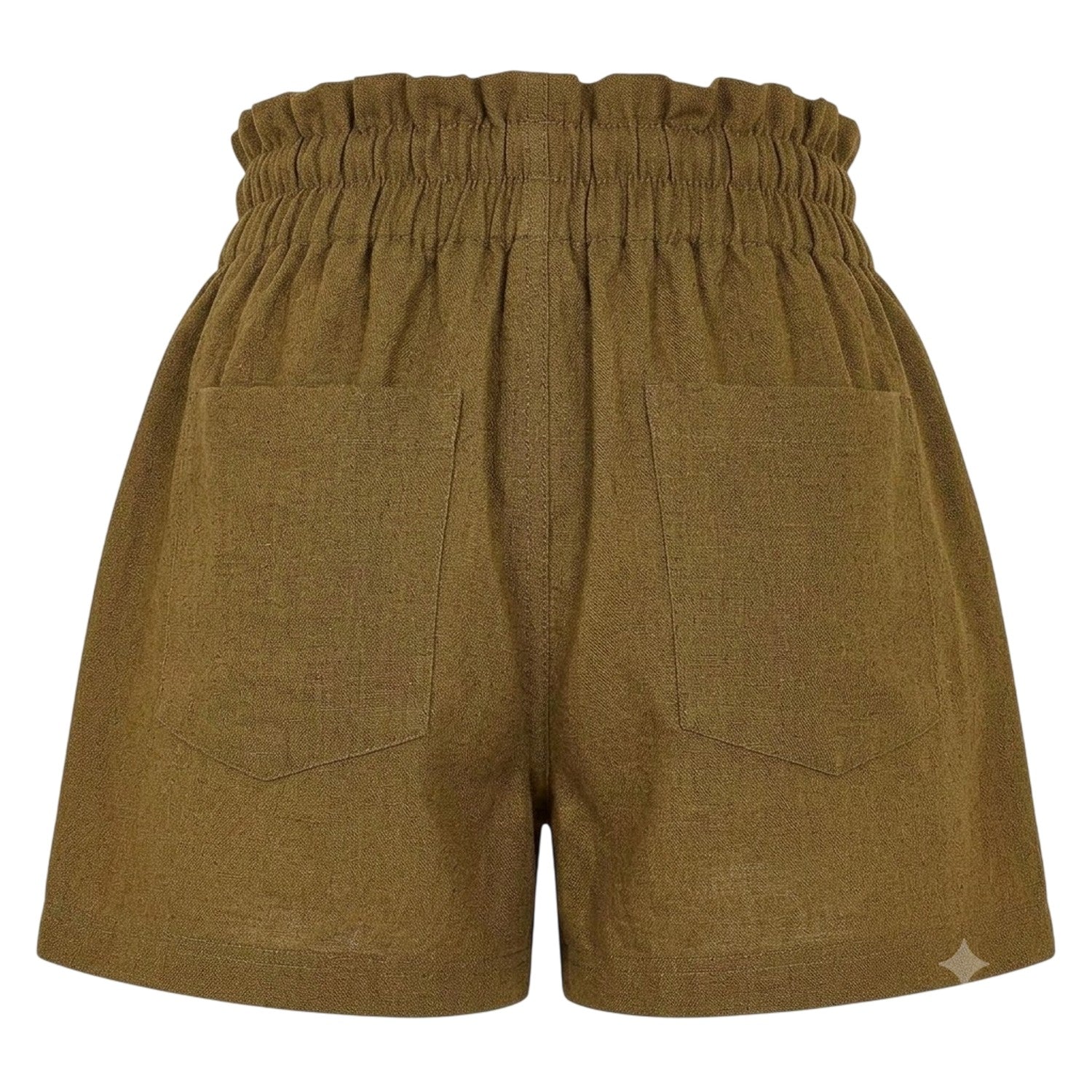 Khaki Green - Back - Threadbare Womens-Ladies Wippie Woven Paper Bag Shorts