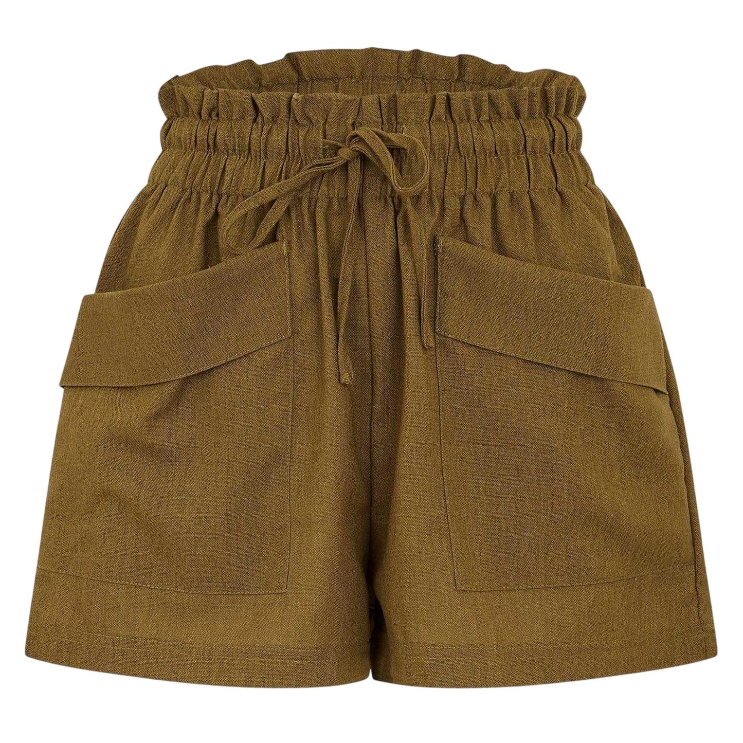 Khaki Green - Front - Threadbare Womens-Ladies Wippie Woven Paper Bag Shorts