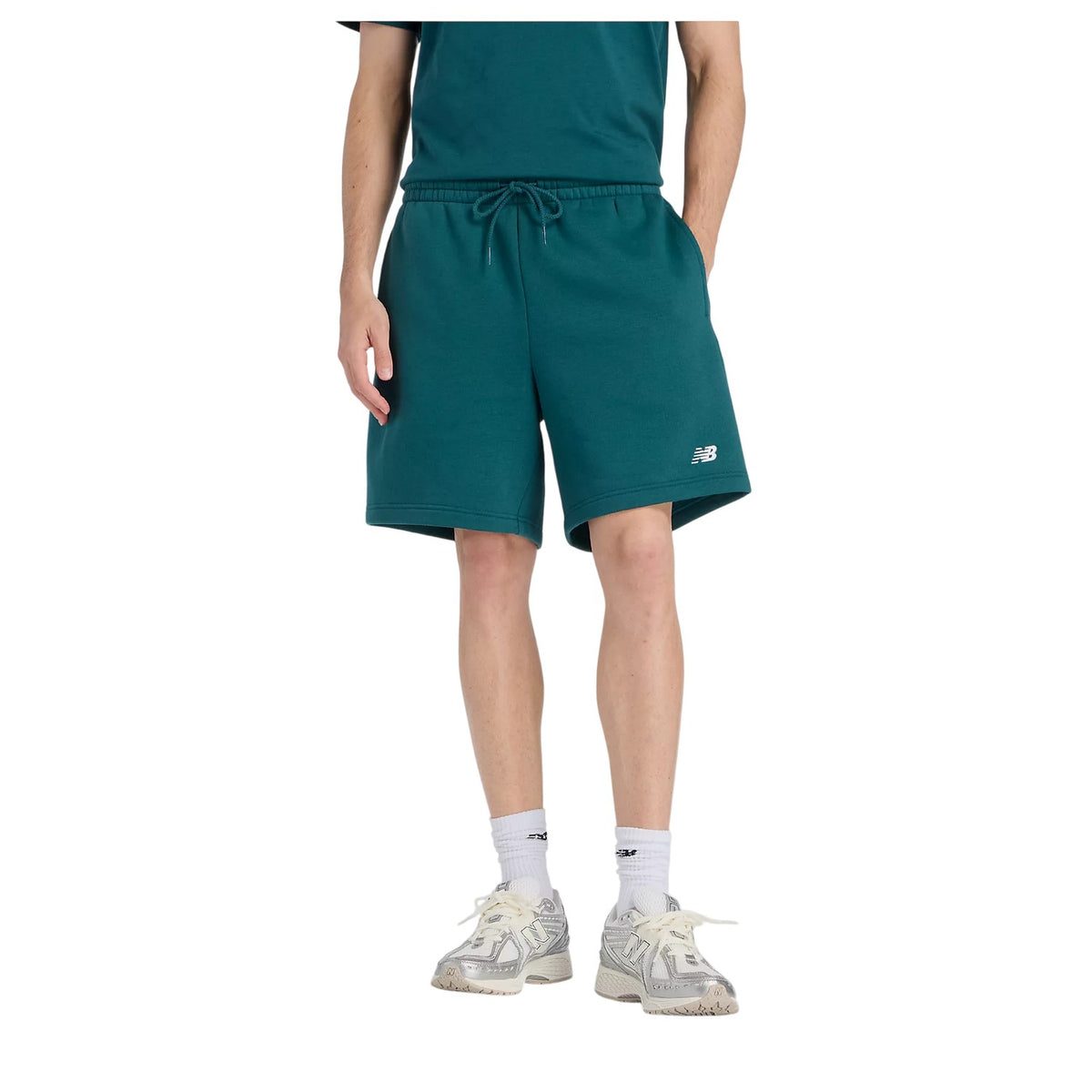 Green - Front - New Balance Mens Essentials Fleece Shorts