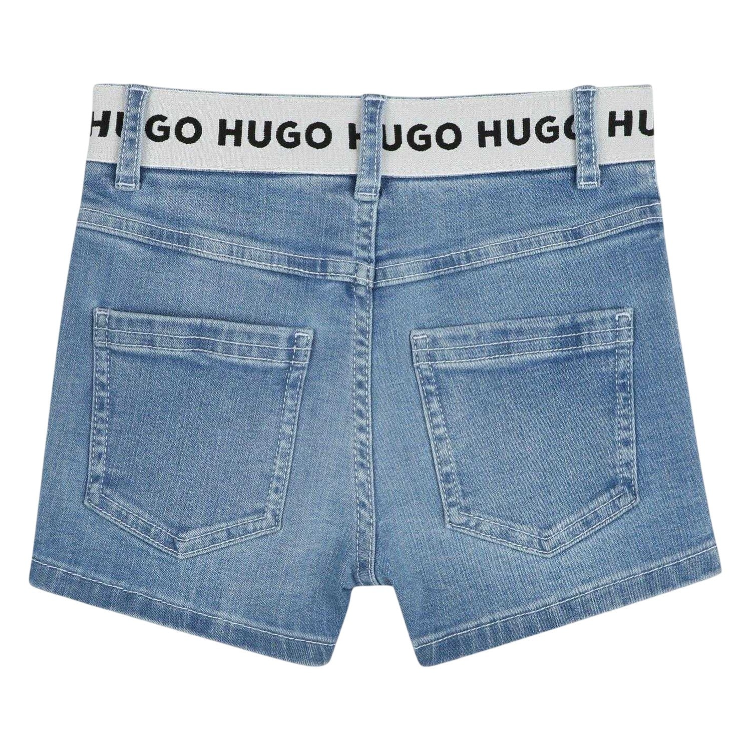 Stone Wash - Back - Hugo Childrens-Kids Denim Chino Shorts