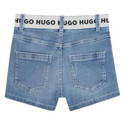 Stone Wash - Back - Hugo Childrens-Kids Denim Chino Shorts