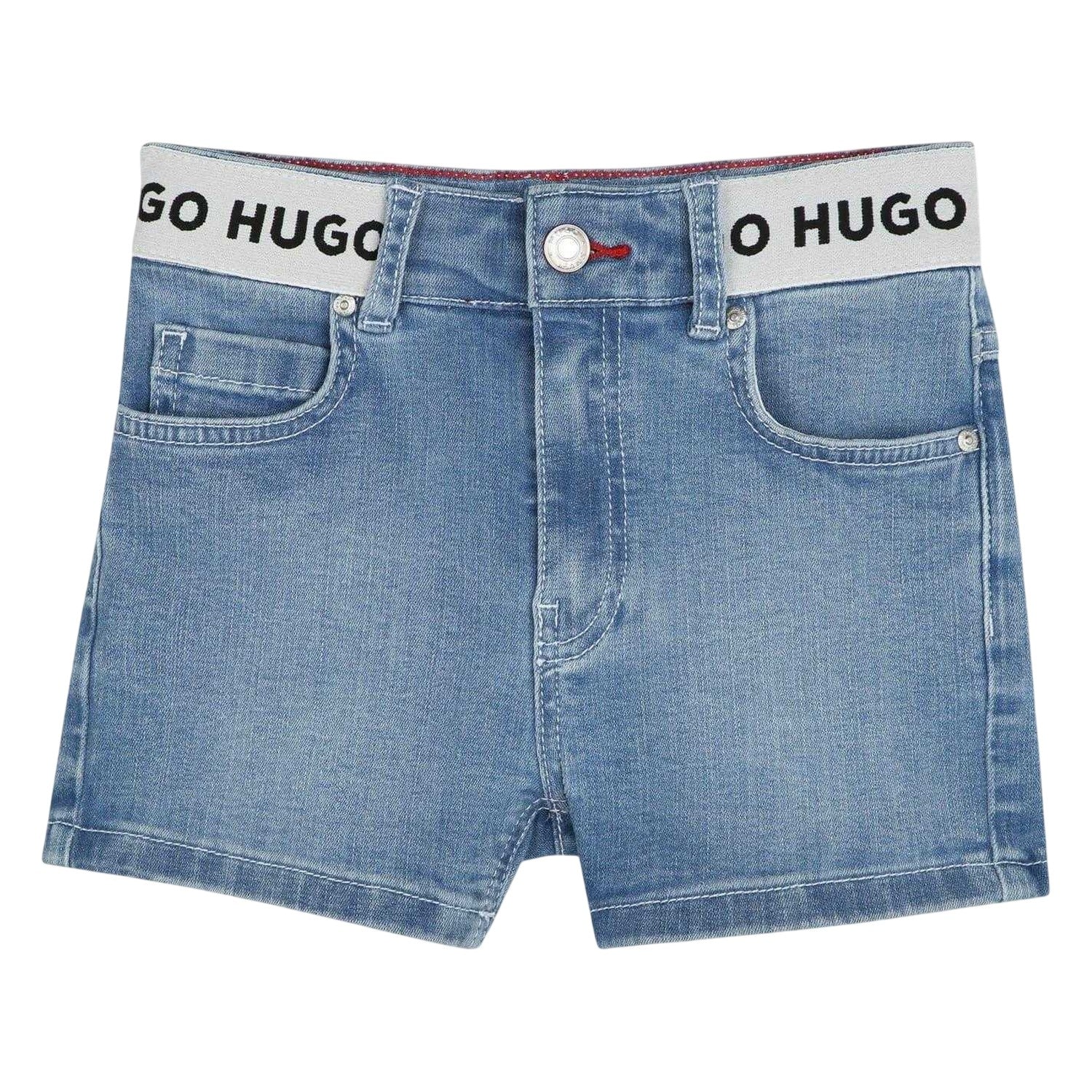 Stone Wash - Front - Hugo Childrens-Kids Denim Chino Shorts