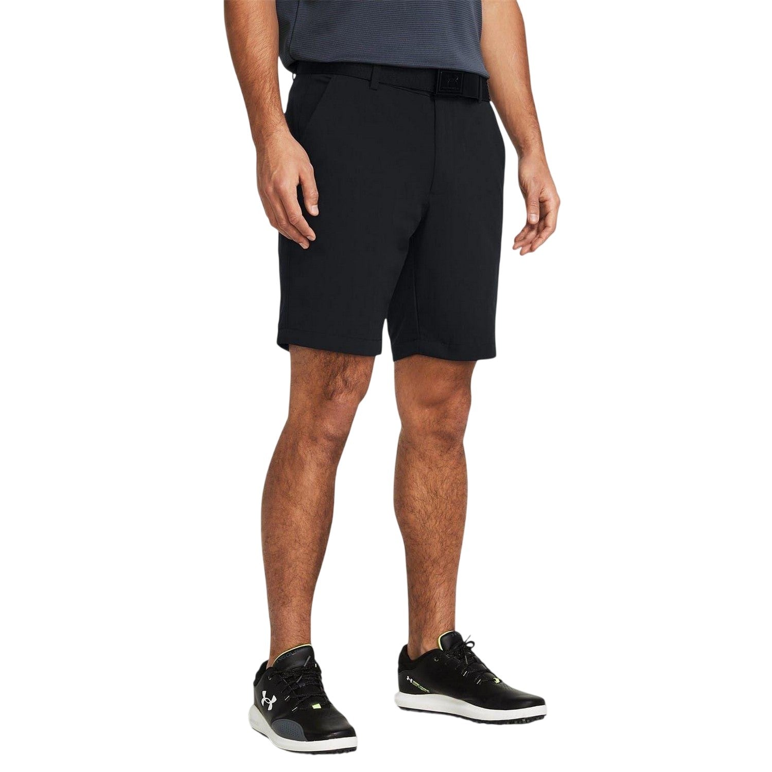 Black - Side - Under Armour Mens Matchplay Tapered Golf Shorts