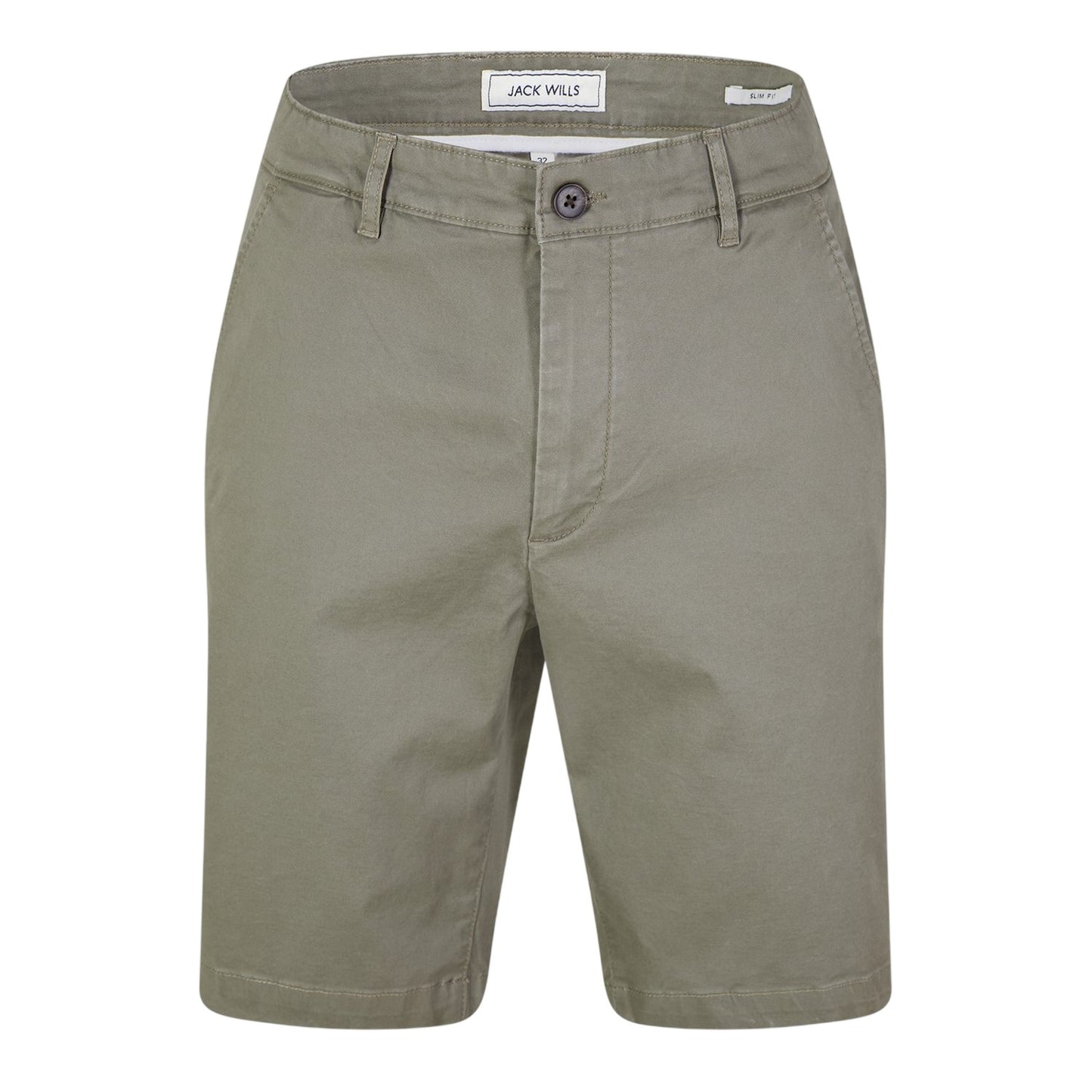 Olive - Front - Jack Wills Mens Plain Chino Shorts
