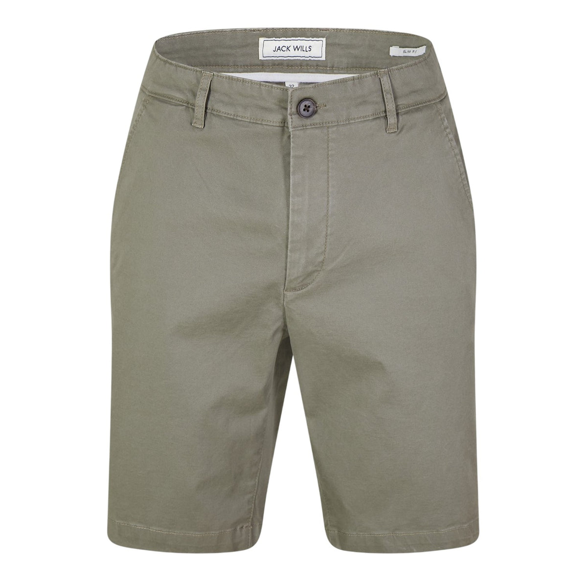 Olive - Front - Jack Wills Mens Plain Chino Shorts