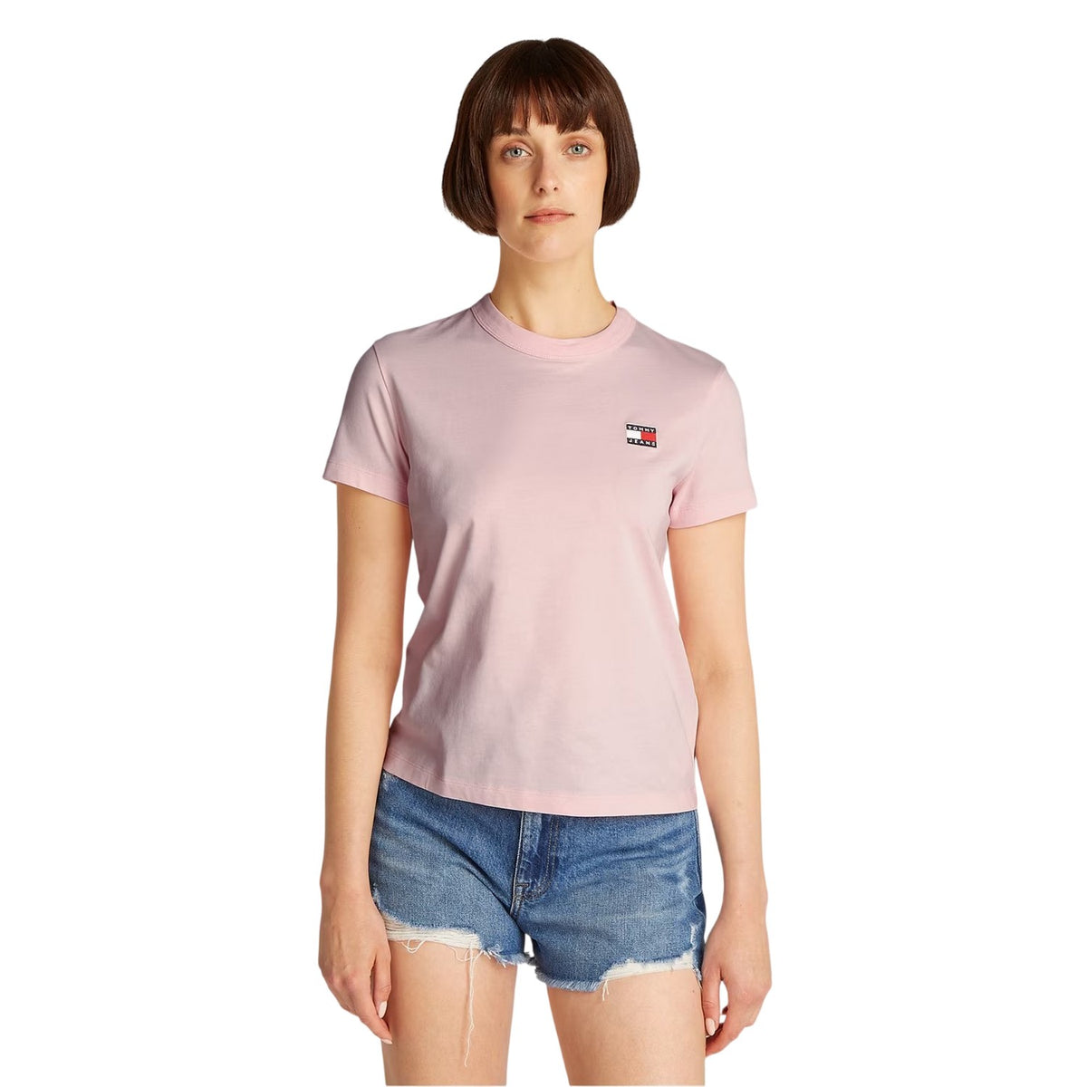 Pink - Side - Tommy Jeans Womens-Ladies Badge Regular T-Shirt