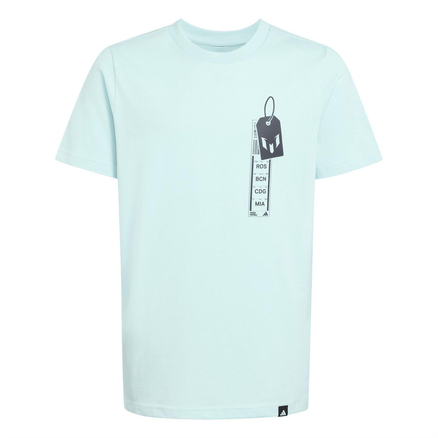 Aqua - Front - Adidas Childrens-Kids Messi T-Shirt