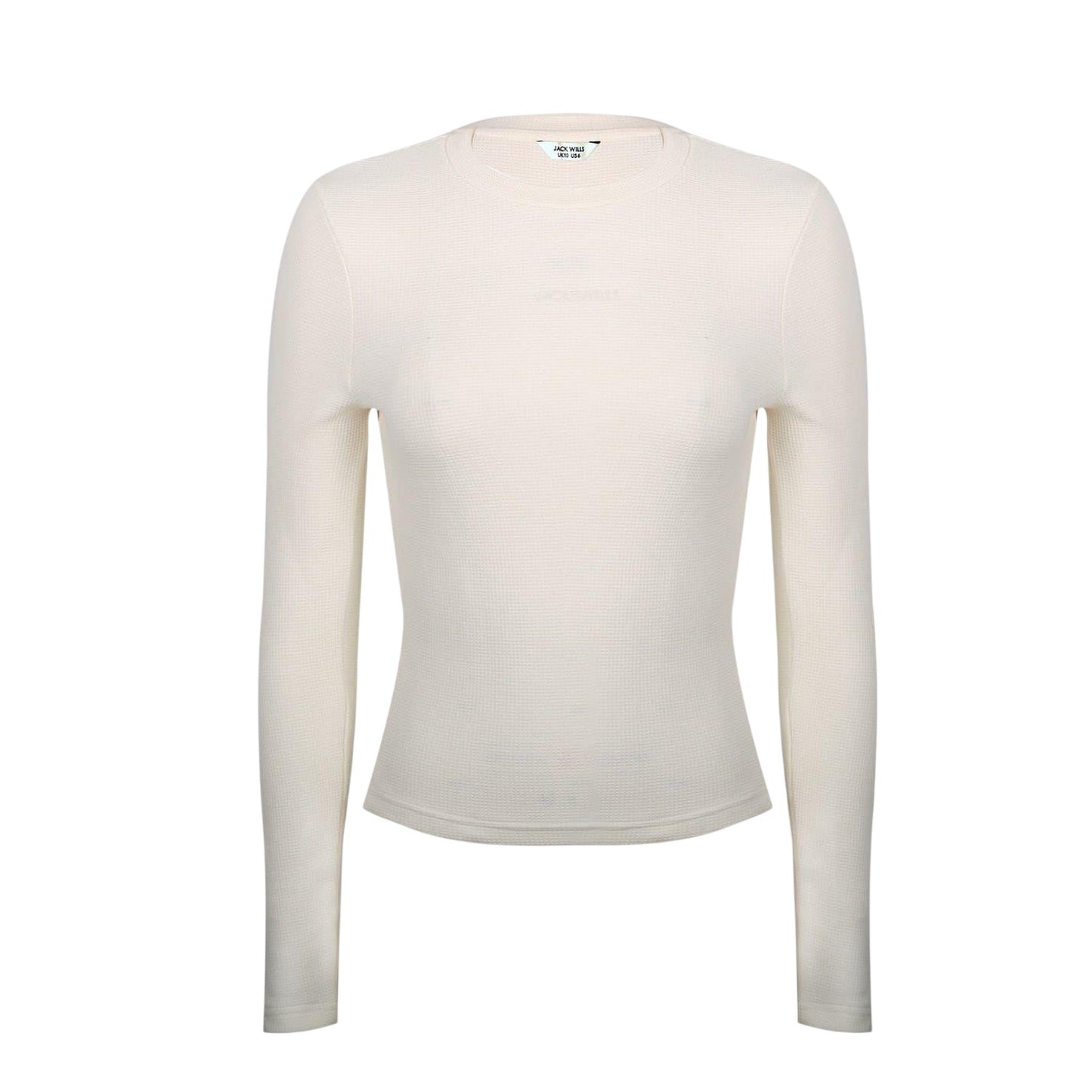 Vintage White - Front - Jack Wills Womens-Ladies Waffle Regular Long-Sleeved T-Shirt