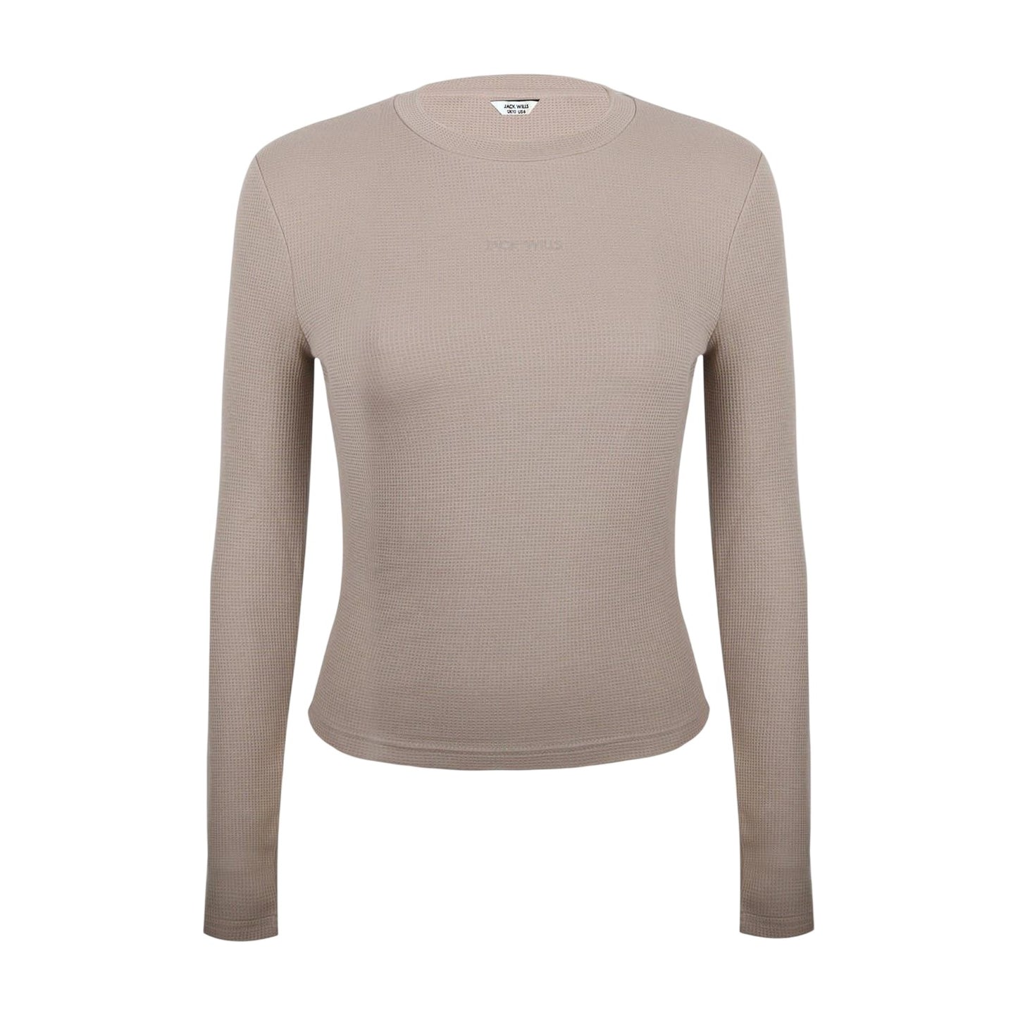 Taupe - Front - Jack Wills Womens-Ladies Waffle Regular Long-Sleeved T-Shirt