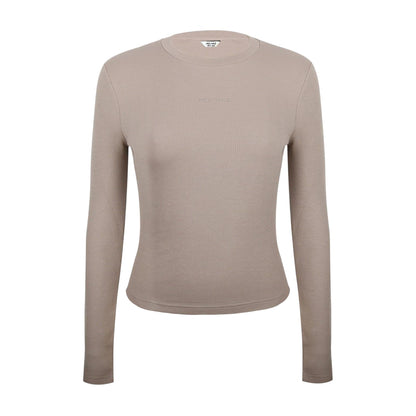 Taupe - Front - Jack Wills Womens-Ladies Waffle Regular Long-Sleeved T-Shirt