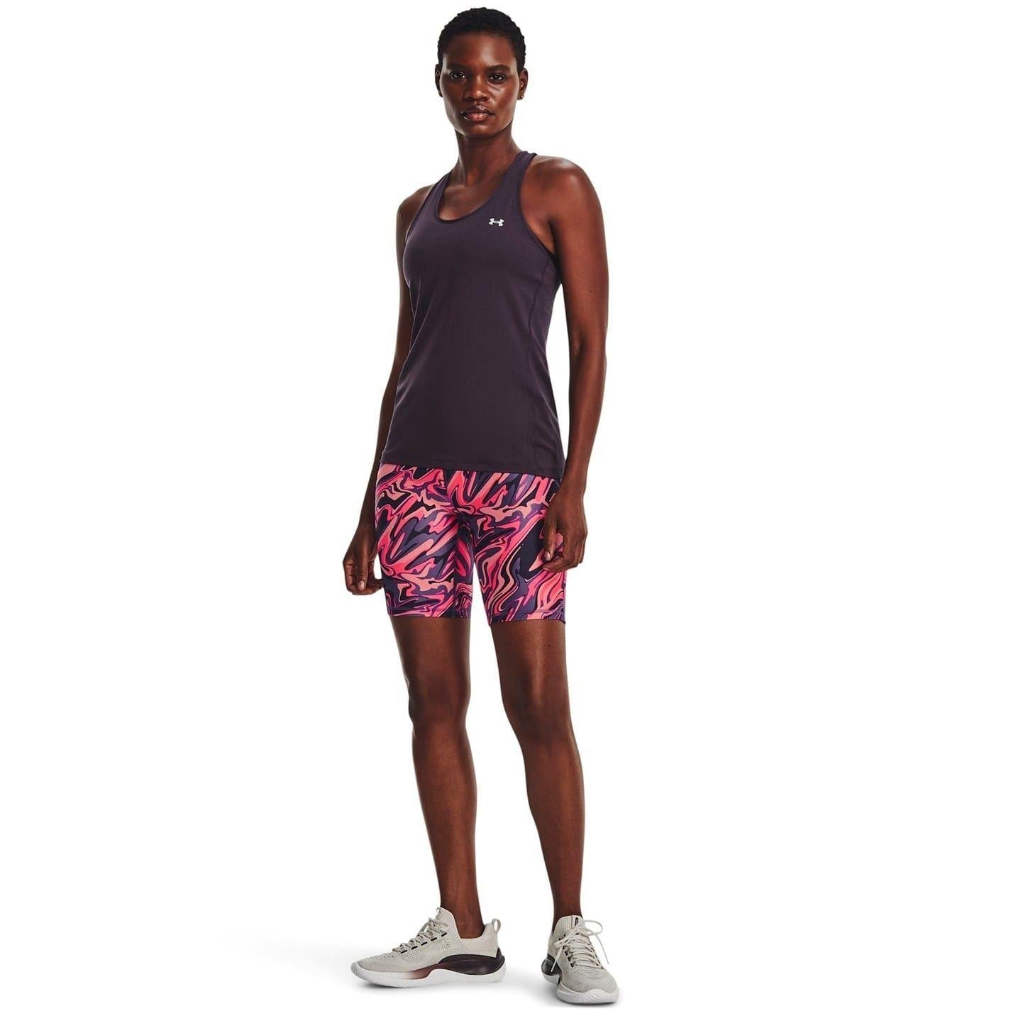 Pink - Lifestyle - Under Armour Womens-Ladies HeatGear Abstract Marble Cycling Shorts