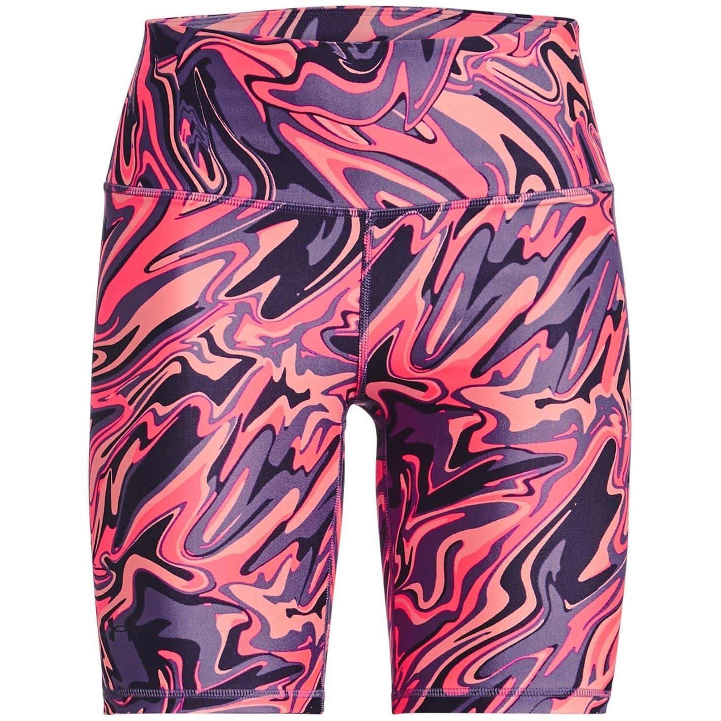 Pink - Front - Under Armour Womens-Ladies HeatGear Abstract Marble Cycling Shorts