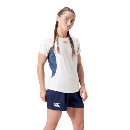 Grey-Navy - Lifestyle - Canterbury Womens-Ladies Logo Vapodri Crew Neck Regular T-Shirt