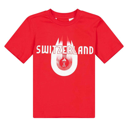 Ruby Red - Front - Adidas Childrens-Kids Switzerland Performance T-Shirt