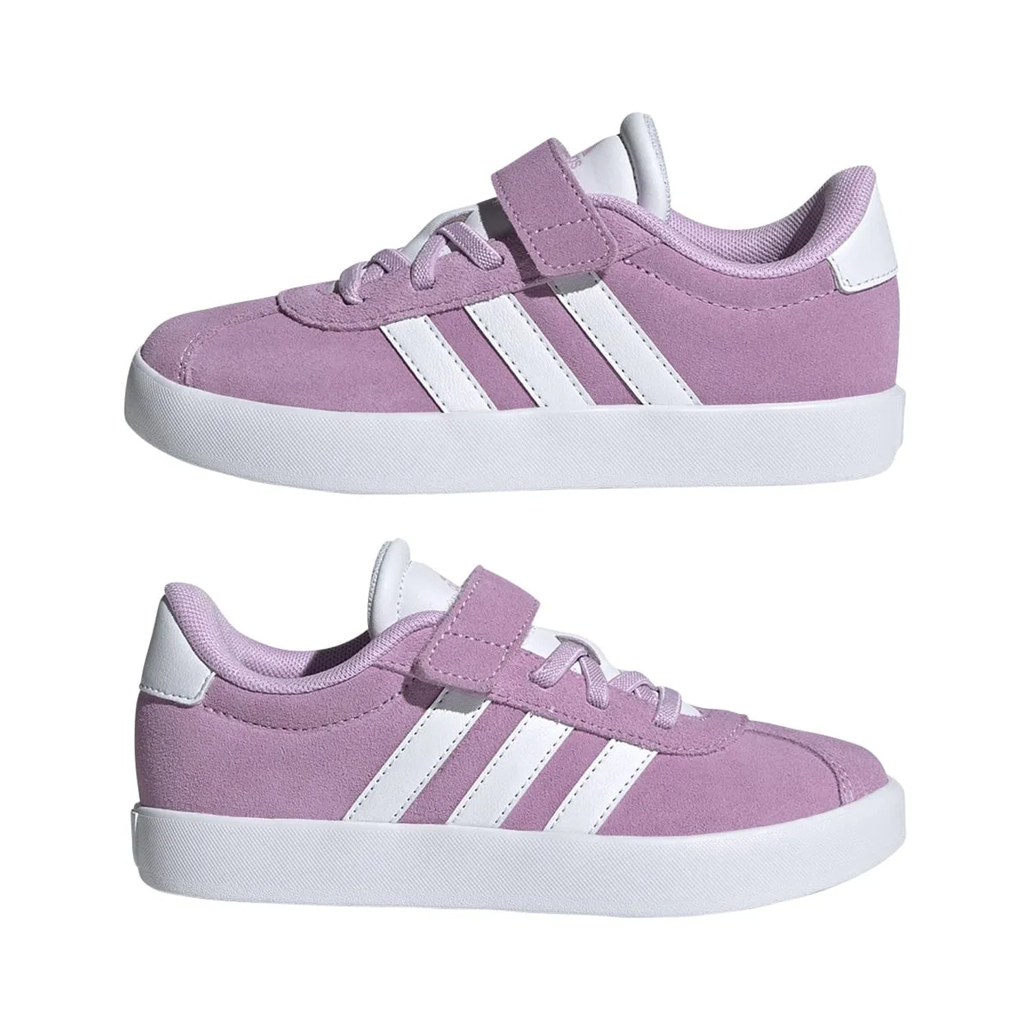 Purple-White - Pack Shot - Adidas Childrens-Kids 3.0 Suede Court Shoes