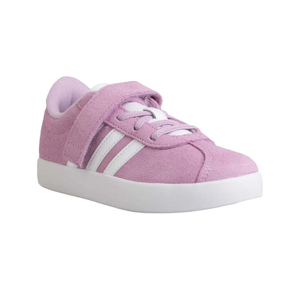 Purple-White - Front - Adidas Childrens-Kids 3.0 Suede Court Shoes