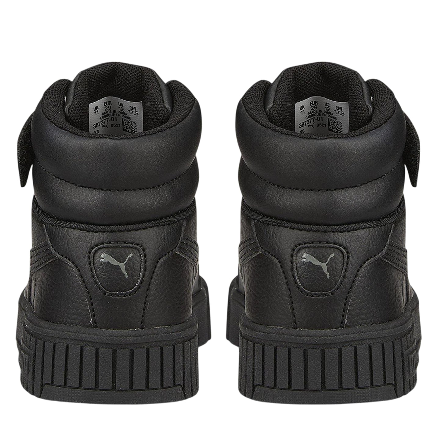 Black-Grey - Back - Puma Childrens-Kids Carina 2.0 Leather High Top Trainers