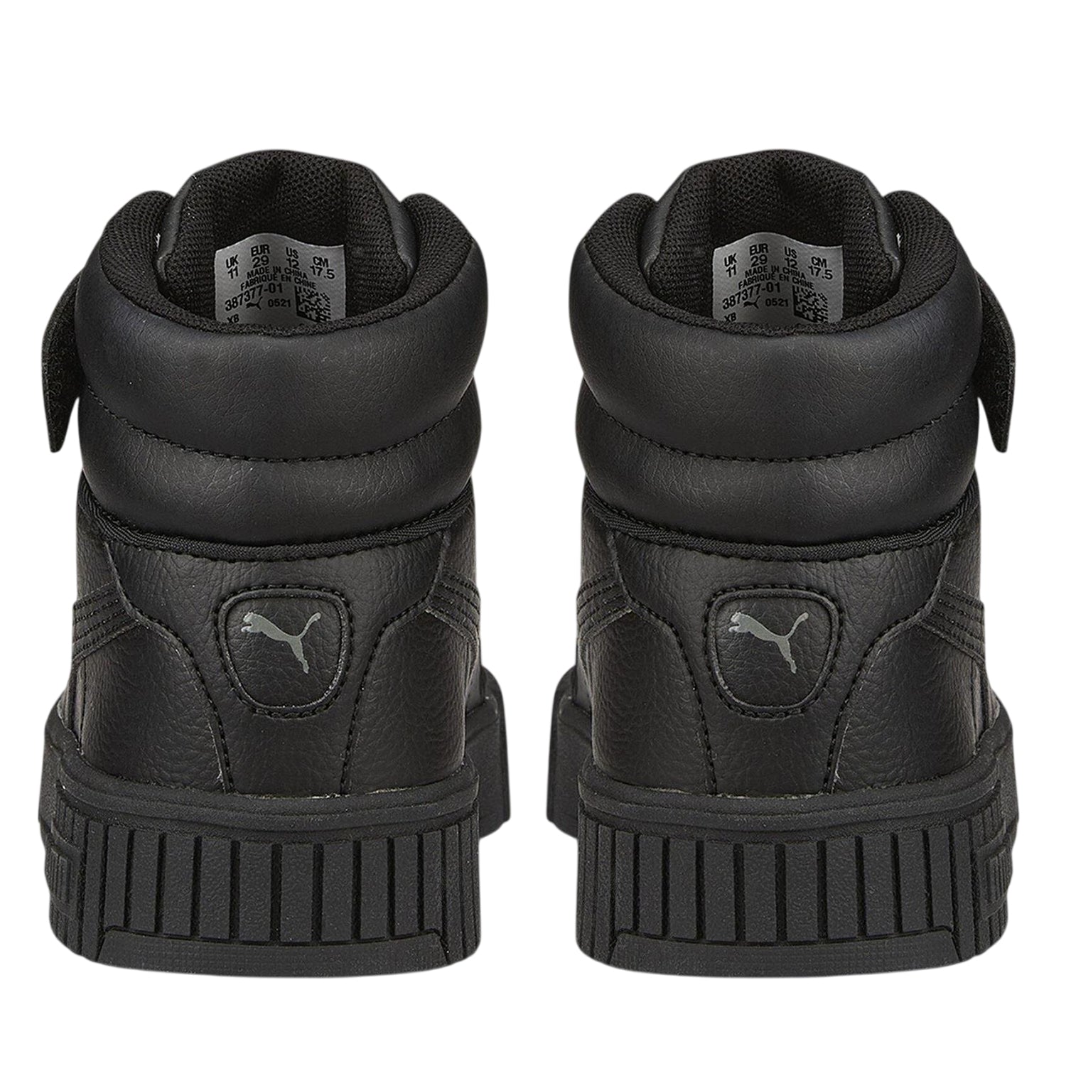 Black-Grey - Back - Puma Childrens-Kids Carina 2.0 Leather High Top Trainers