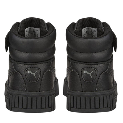 Black-Grey - Back - Puma Childrens-Kids Carina 2.0 Leather High Top Trainers