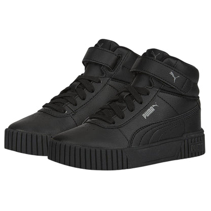 Black-Grey - Lifestyle - Puma Childrens-Kids Carina 2.0 Leather High Top Trainers