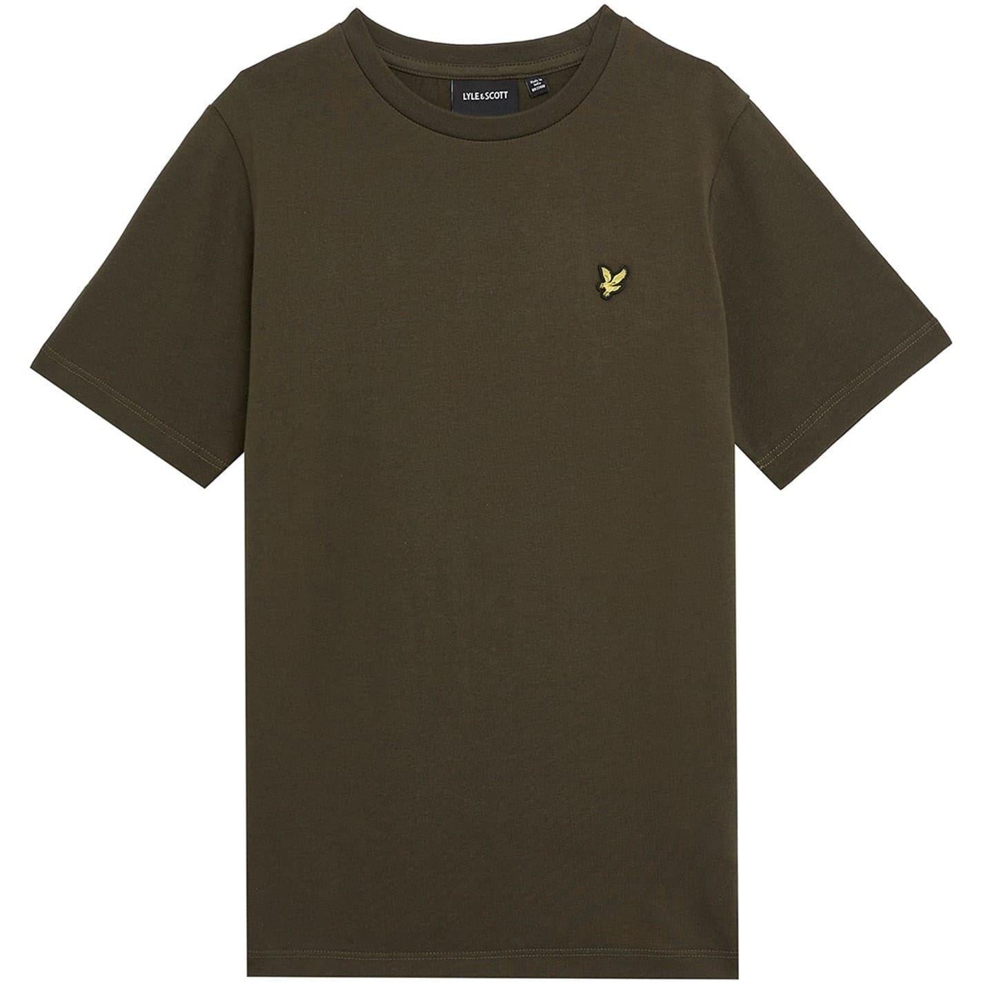 Olive Green - Front - Lyle & Scott Childrens-Kids Embroidered Logo Regular T-Shirt