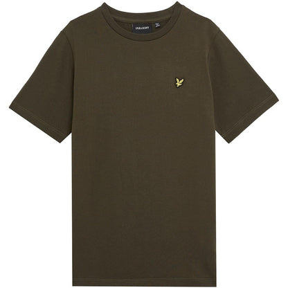 Olive Green - Front - Lyle & Scott Childrens-Kids Embroidered Logo Regular T-Shirt