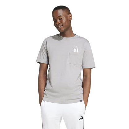 Solid Grey - Side - Adidas Mens Chest Pocket T-Shirt