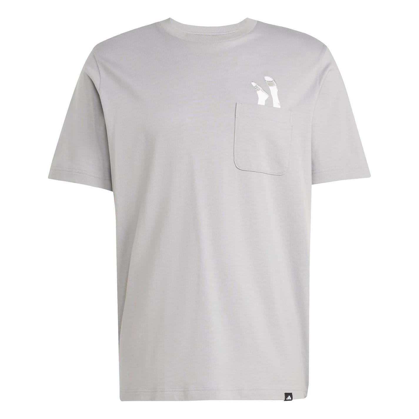 Solid Grey - Front - Adidas Mens Chest Pocket T-Shirt
