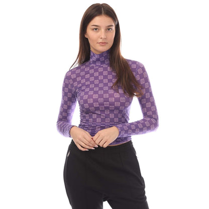 Purple - Side - Ambush Womens-Ladies Monogram Turtle Neck Fitted Top