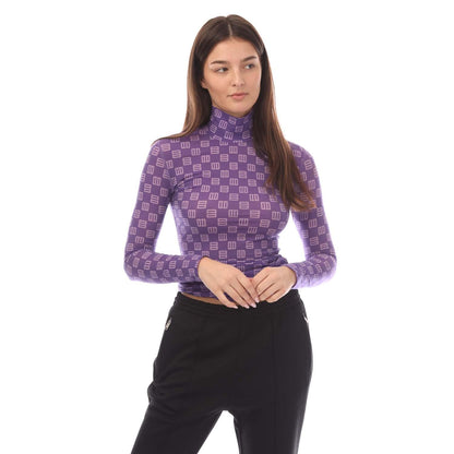 Purple - Front - Ambush Womens-Ladies Monogram Turtle Neck Fitted Top