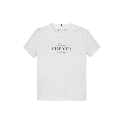 White - Front - Tommy Hilfiger Childrens-Kids Script Regular T-Shirt